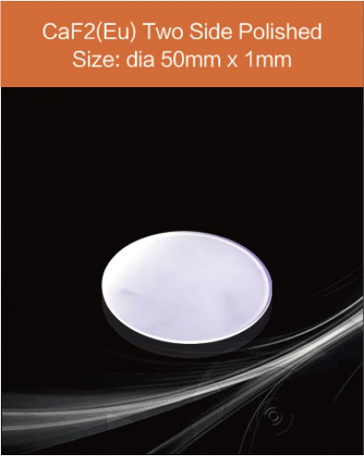 CaF2(Eu) crystal, Europium doped Calcium Fluoride scintillator, CaF2(Eu) Calcium Fluoride Scintillation crystal Material , diameter 50mm x 1mm